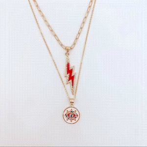 BADASS Lightening Bolt And Evil Eye Necklace.
